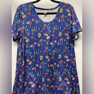 Ambrie Disney Parks Little Mermaid inspired all-over print tunic, size large